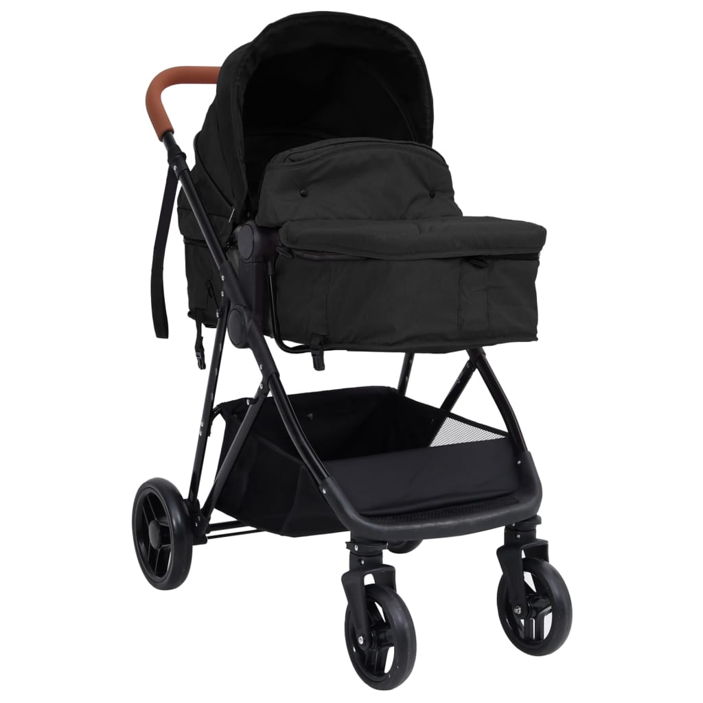 3-in-1 Baby Stroller Anthracite and Black Steel