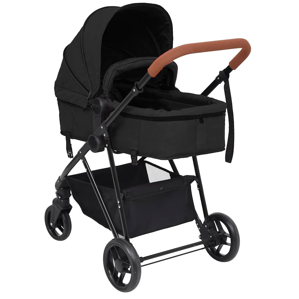 3-in-1 Baby Stroller Anthracite and Black Steel