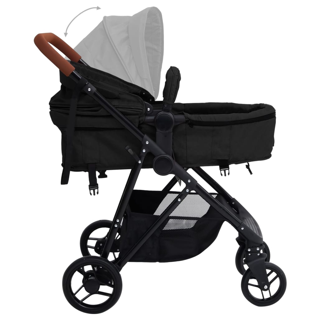 3-in-1 Baby Stroller Anthracite and Black Steel