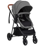 2-in-1 Baby Stroller Light Grey and Black Steel