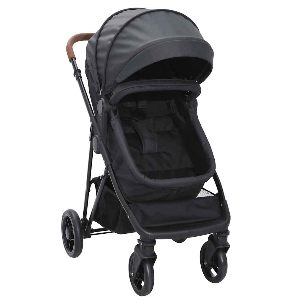 Poussette pour bébé 2-en-1 Anthracite et noir Acier