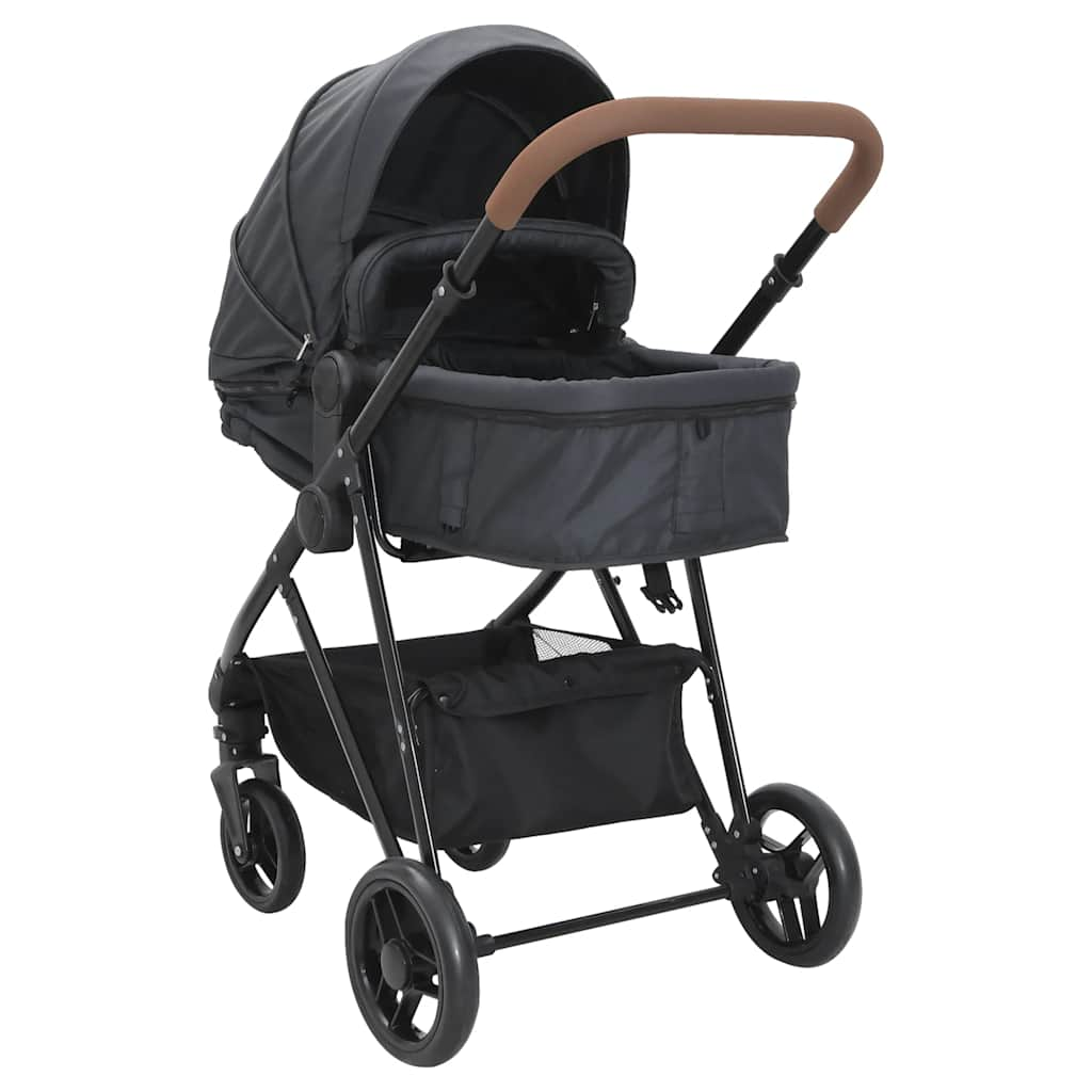 Poussette pour bébé 2-en-1 Anthracite et noir Acier