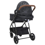 Poussette pour bébé 2-en-1 Anthracite et noir Acier