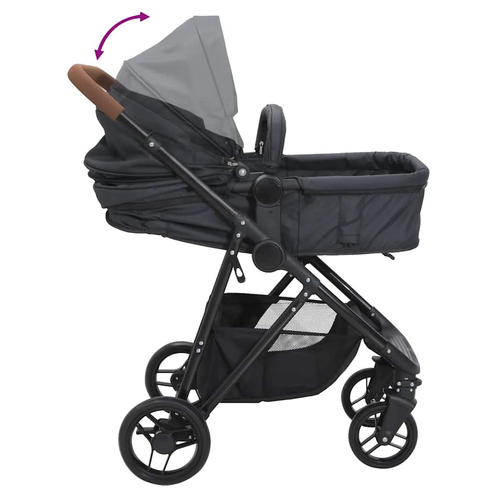 Poussette pour bébé 2-en-1 Anthracite et noir Acier