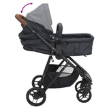 Poussette pour bébé 2-en-1 Anthracite et noir Acier