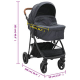 Poussette pour bébé 2-en-1 Anthracite et noir Acier