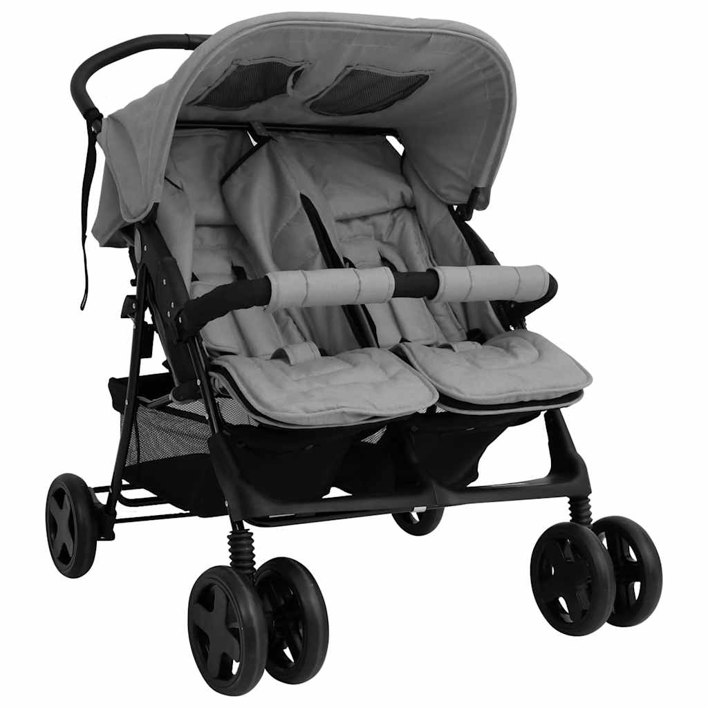 Two-seater stroller Light grey Steel