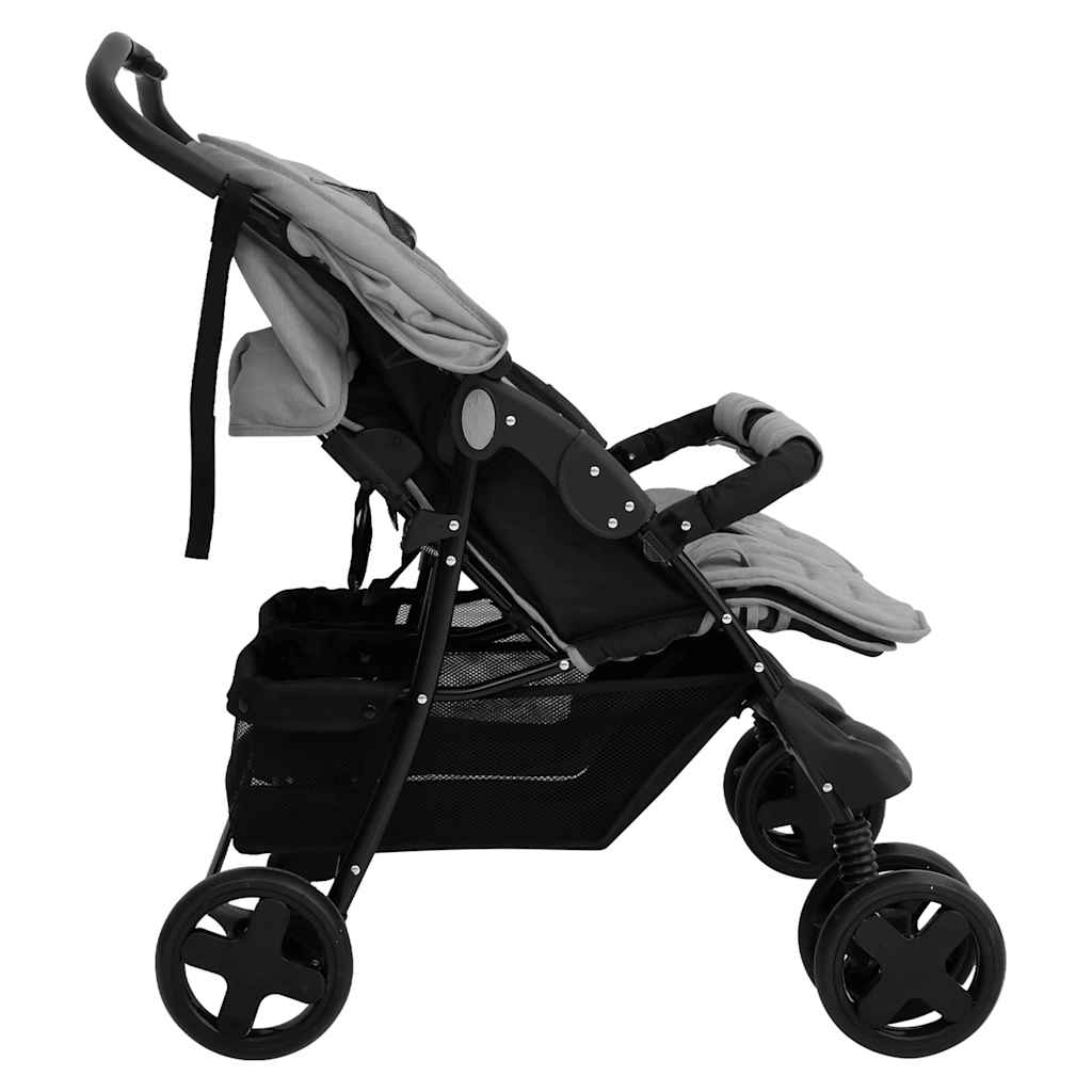 Two-seater stroller Light grey Steel