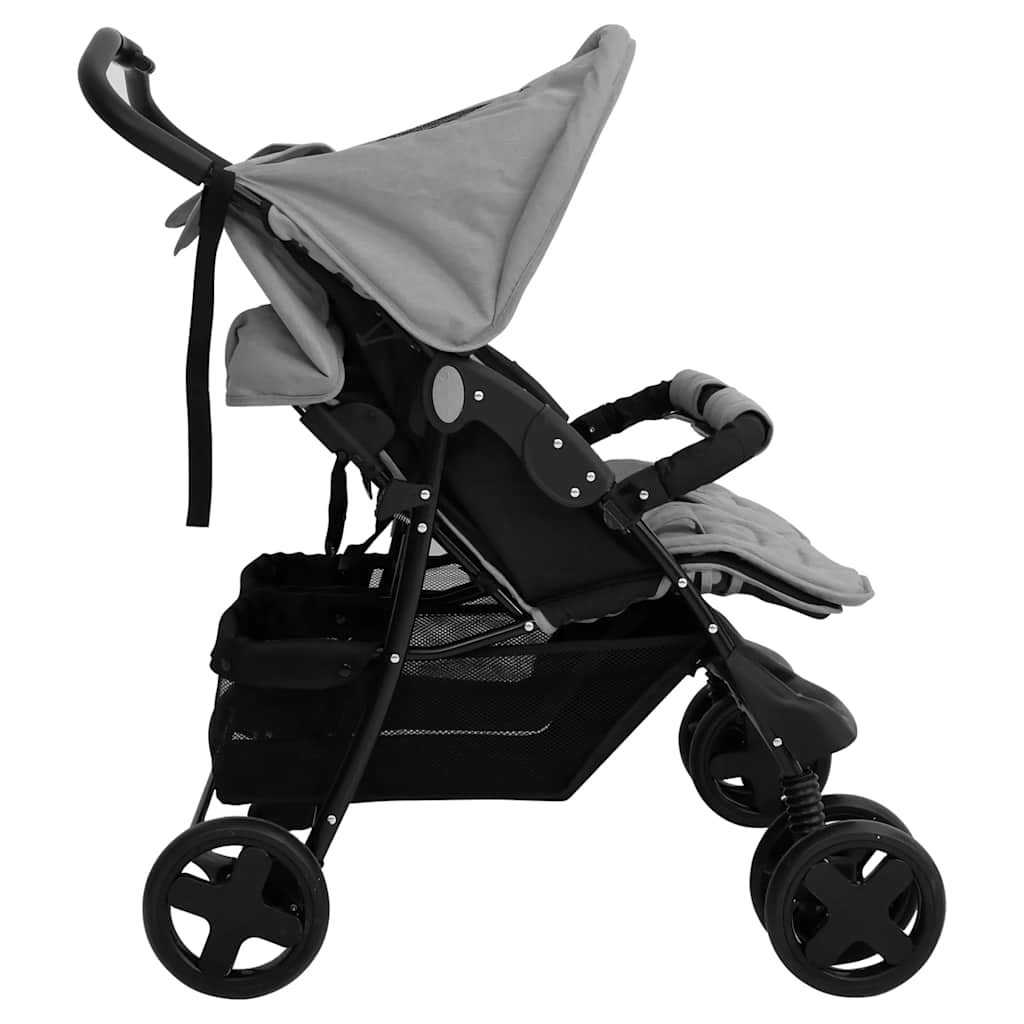 Two-seater stroller Light grey Steel