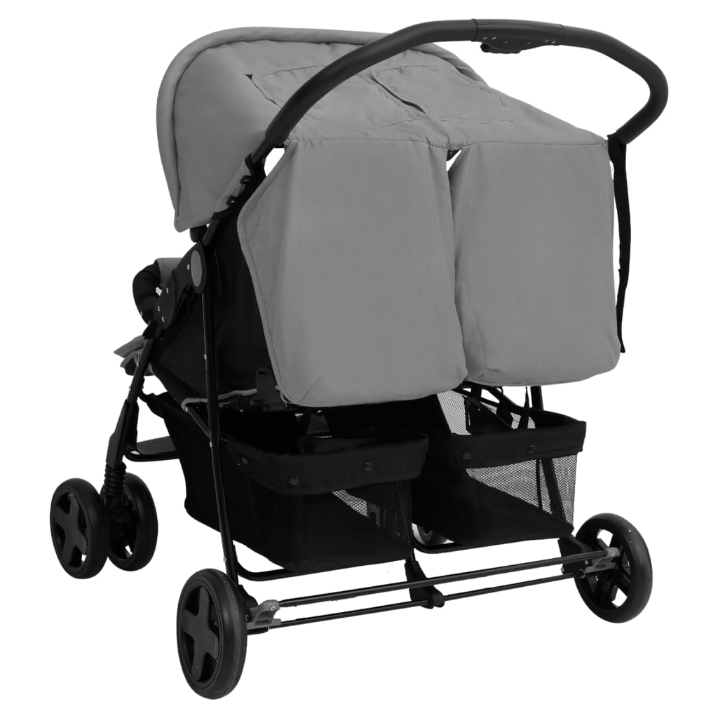 Two-seater stroller Light grey Steel