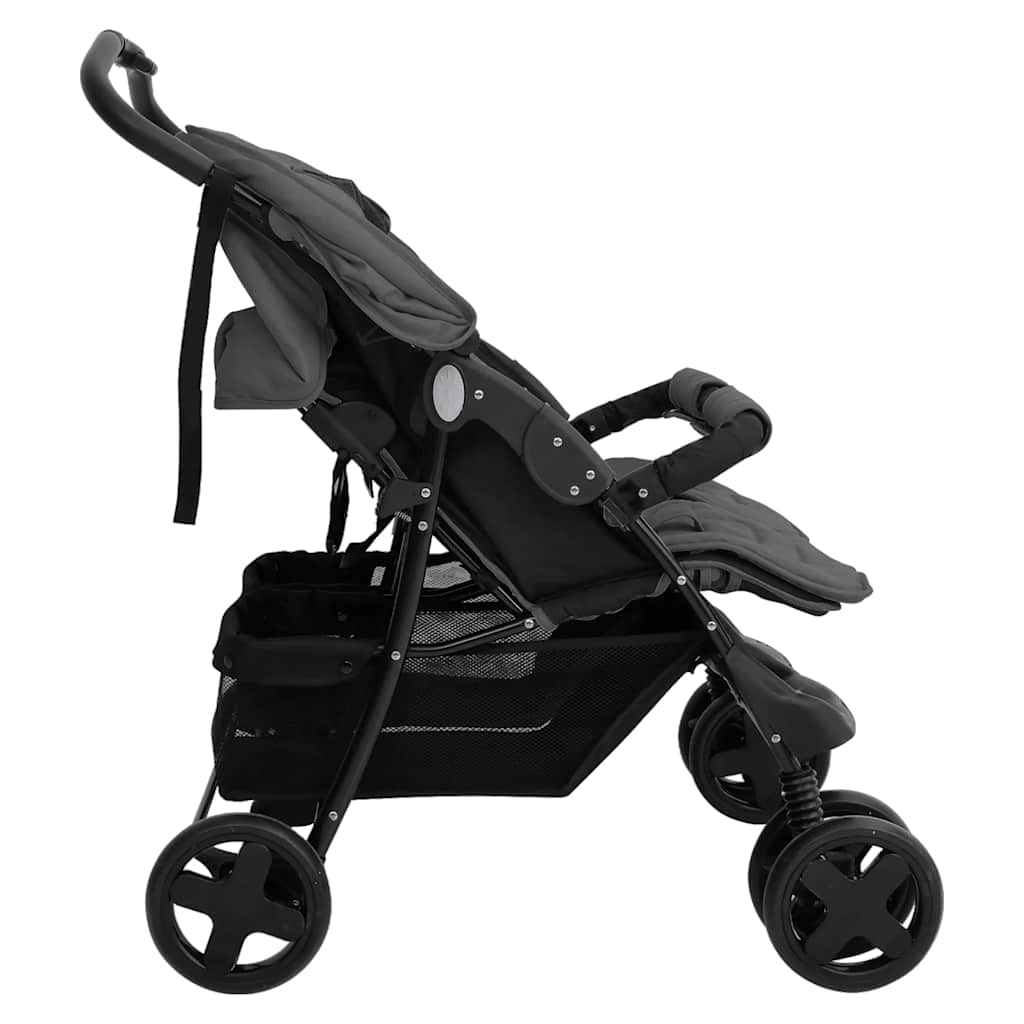 Dark Grey Steel Double Seater Stroller