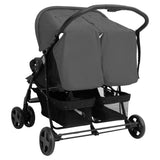 Dark Grey Steel Double Seater Stroller