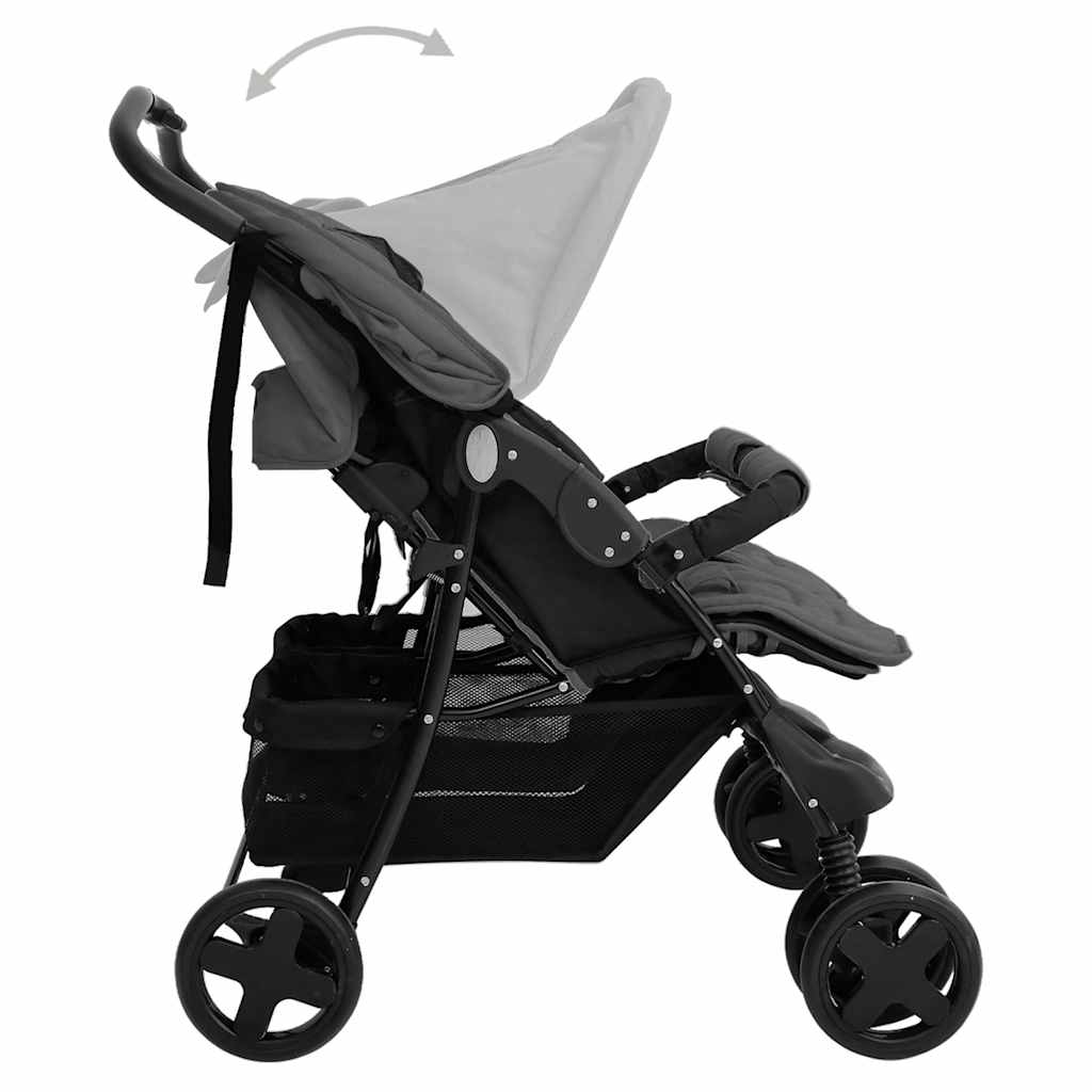 Dark Grey Steel Double Seater Stroller