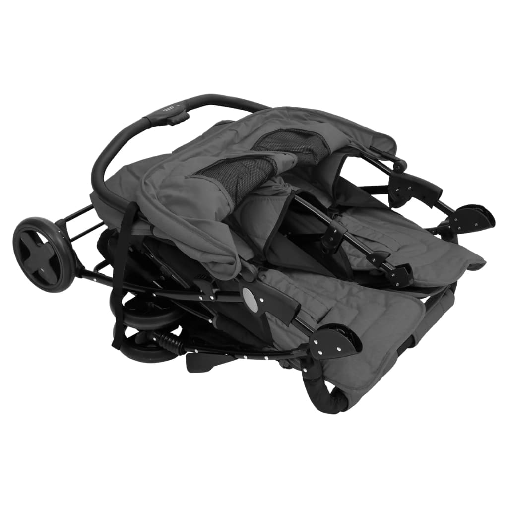 Dark Grey Steel Double Seater Stroller