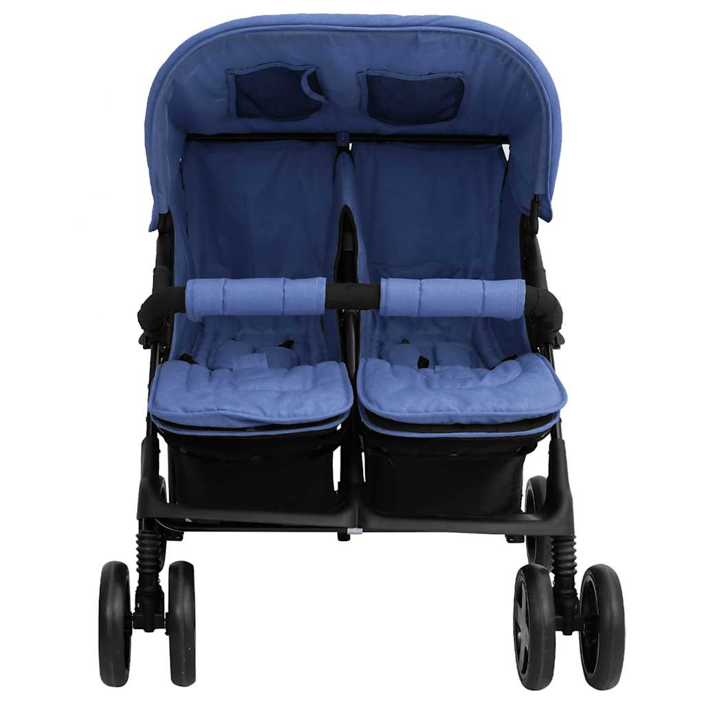 Zweisitzer-Kinderwagen, marineblauer Stahl