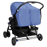 Navy Blue Steel Double Stroller