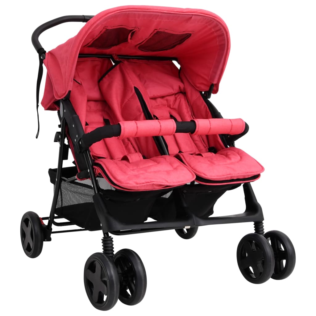 Steel Red Double Seater Stroller