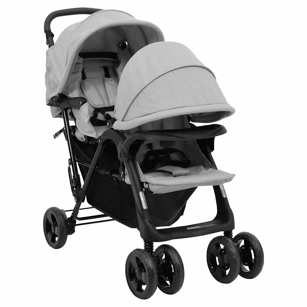 Two-seater stroller Light grey Steel