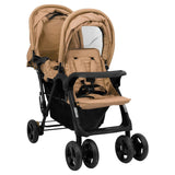 Taupe Steel Double Seat Stroller