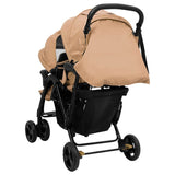 Taupe Steel Double Seat Stroller