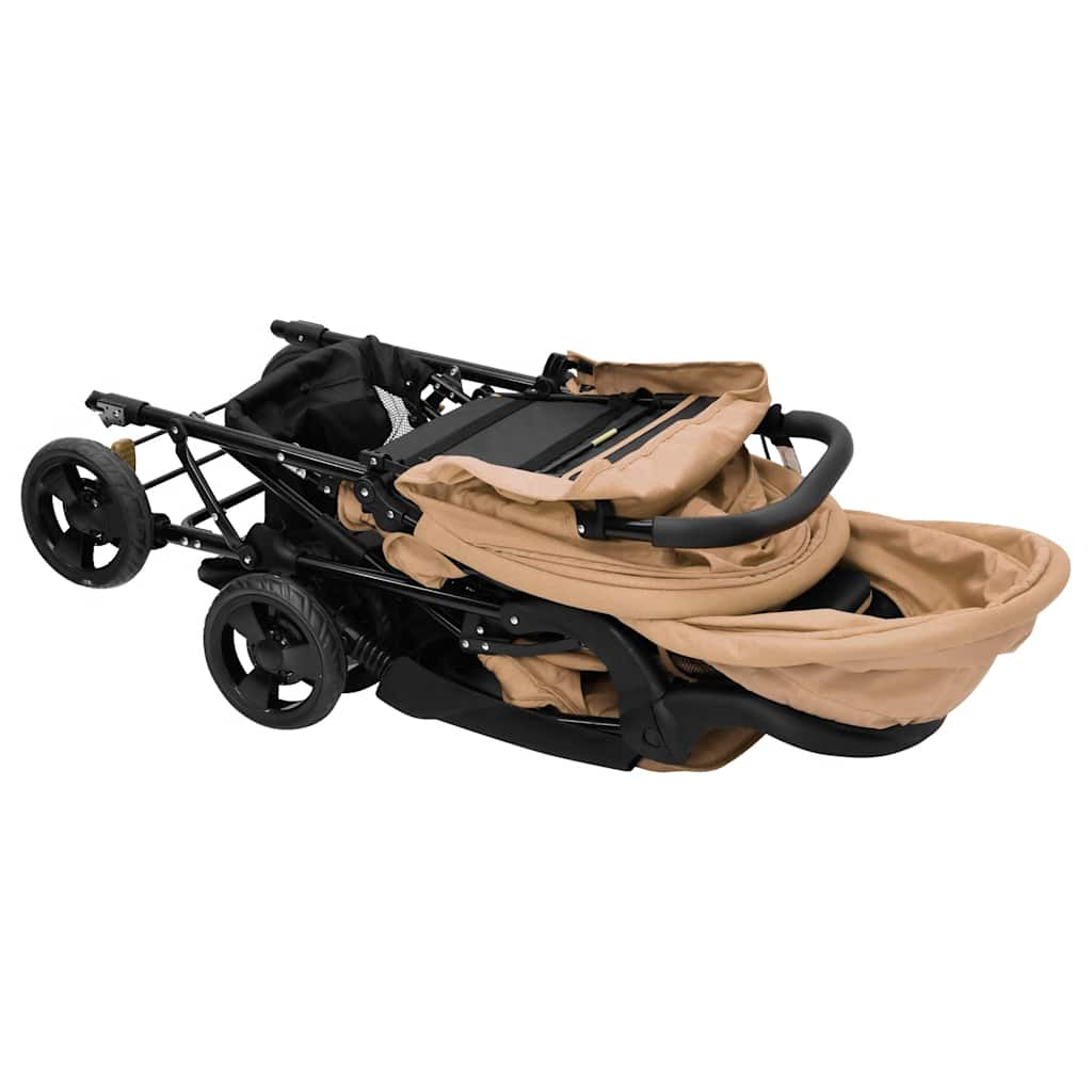 Taupe Steel Double Seat Stroller