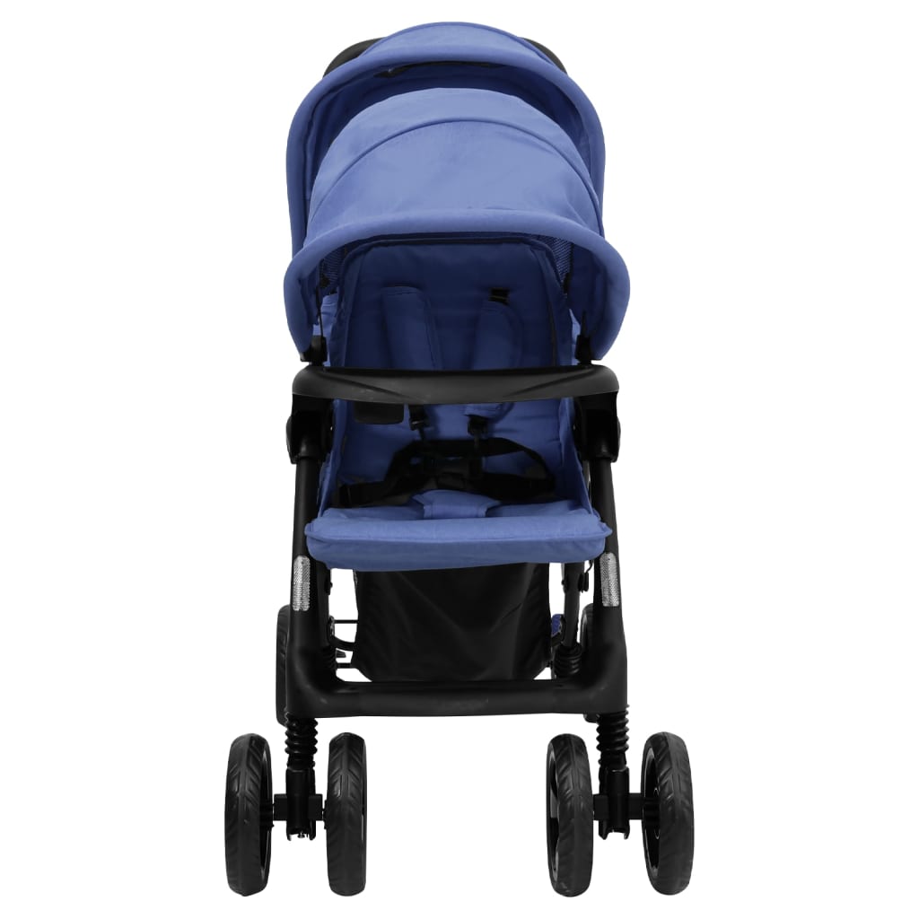 Navy Blue Steel Double Stroller