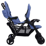 Navy Blue Steel Double Stroller