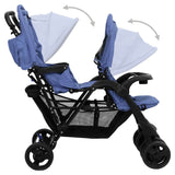 Navy Blue Steel Double Stroller