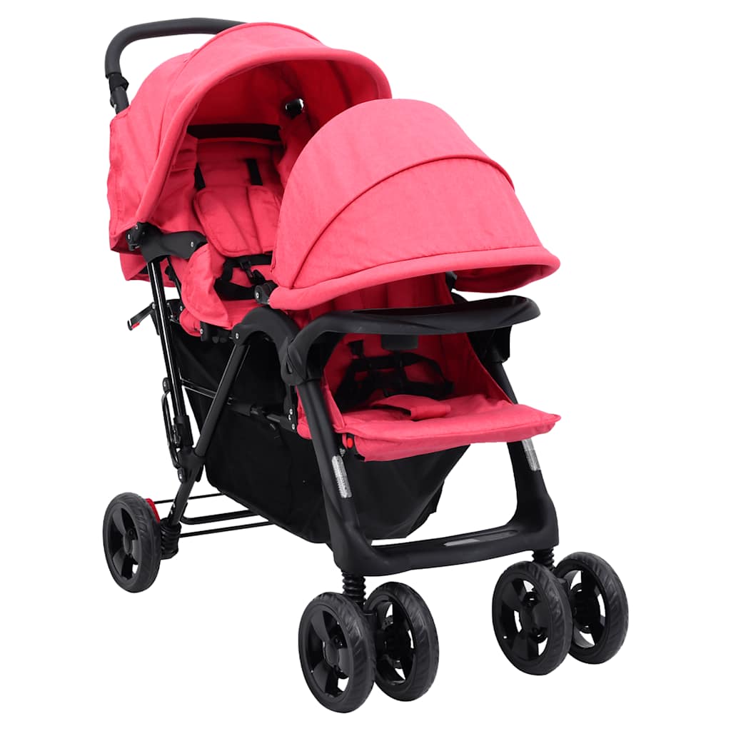 Steel Red Double Seater Stroller