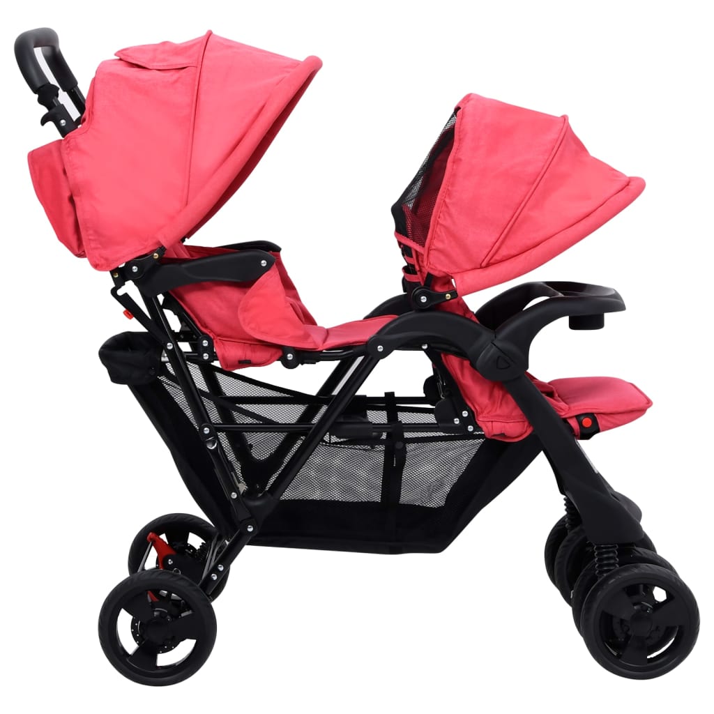 Steel Red Double Seater Stroller