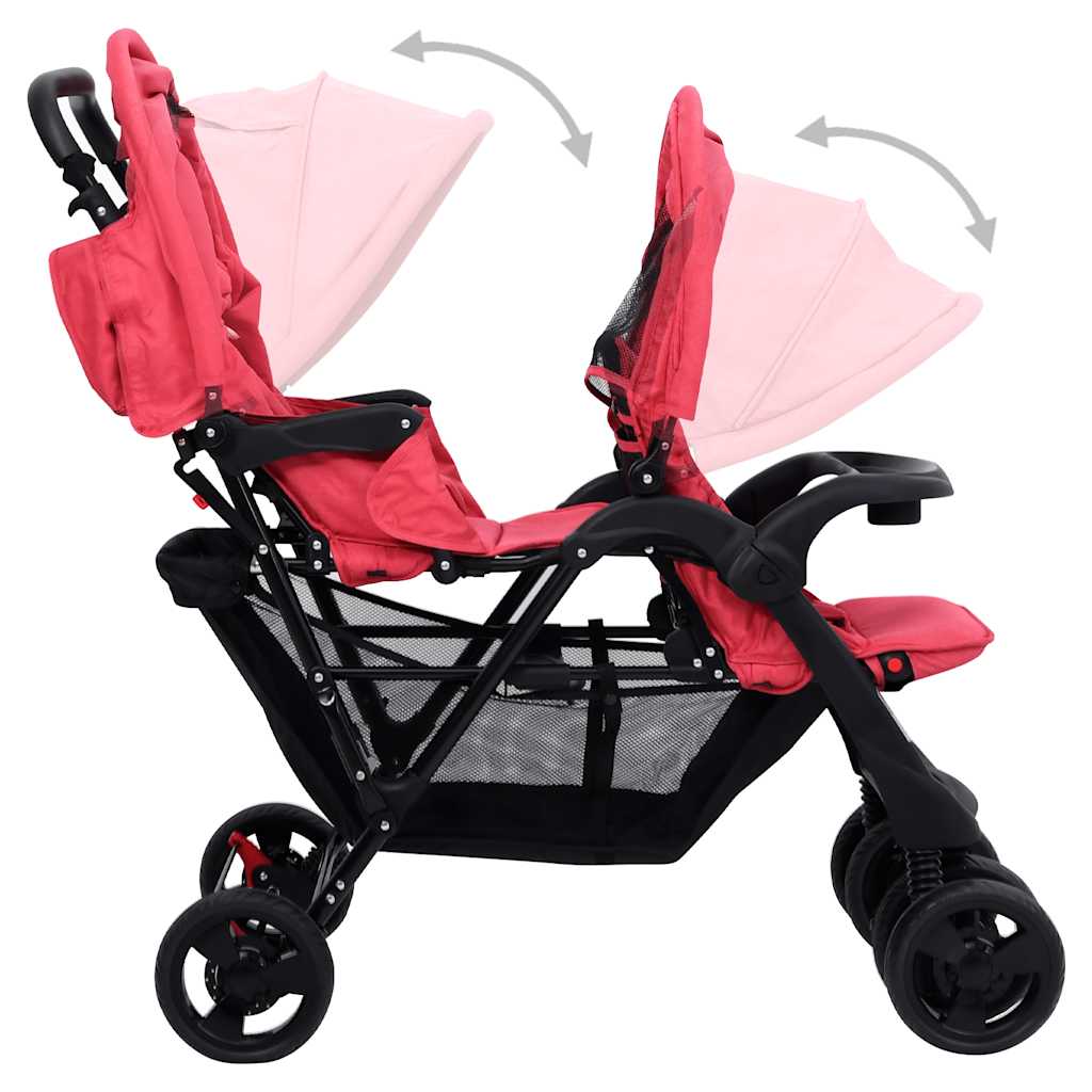 Steel Red Double Seater Stroller