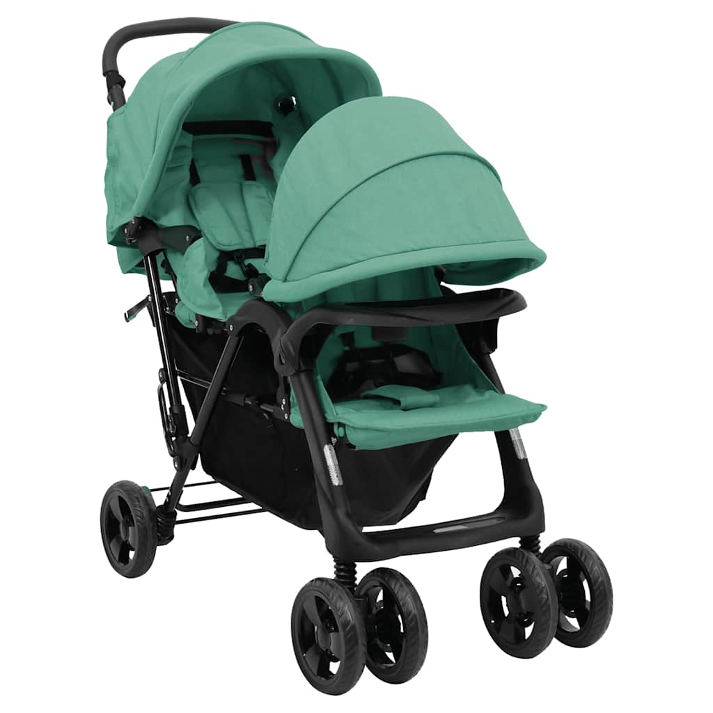 Steel Green Double Seat Stroller