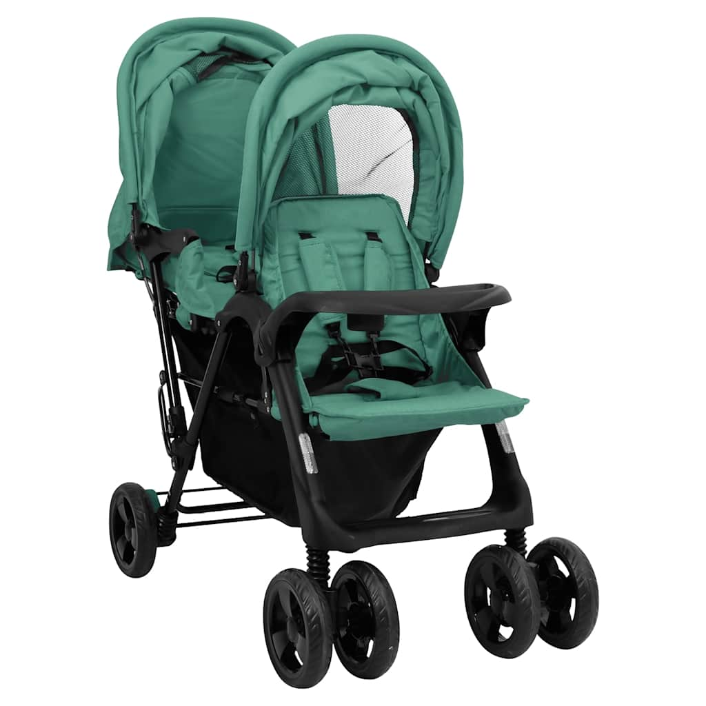 Steel Green Double Seat Stroller