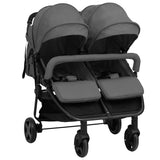 Dark Grey and Black Steel Double Seat Stroller