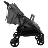 Dark Grey and Black Steel Double Seat Stroller