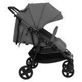 Dark Grey and Black Steel Double Seat Stroller