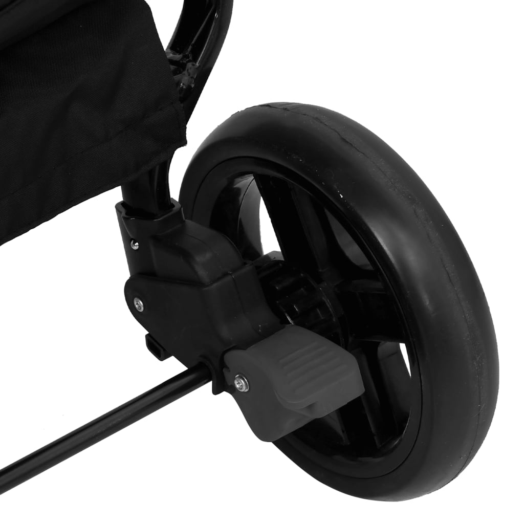 Dark Grey and Black Steel Double Seat Stroller