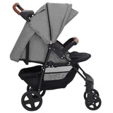 2-in-1 Baby Stroller Light Grey Steel