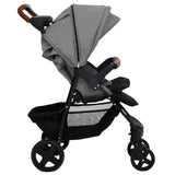 2-in-1 Baby Stroller Light Grey Steel