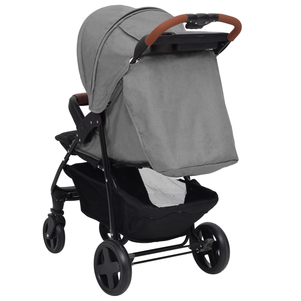 2-in-1 Baby Stroller Light Grey Steel