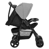 Poussette pour bébé 2-en-1 Gris clair et noir Acier