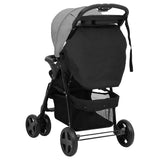 Poussette pour bébé 2-en-1 Gris clair et noir Acier