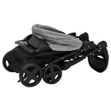 Poussette pour bébé 2-en-1 Gris clair et noir Acier