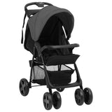 Poussette pour bébé 2-en-1 Gris foncé et noir Acier