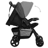 Poussette pour bébé 2-en-1 Gris foncé et noir Acier