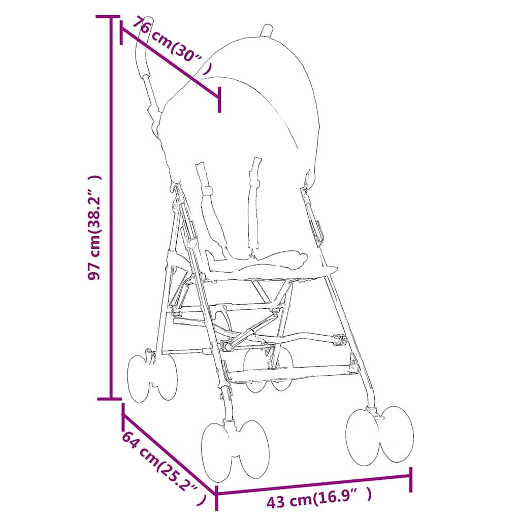 Baby stroller Light gray and black Steel