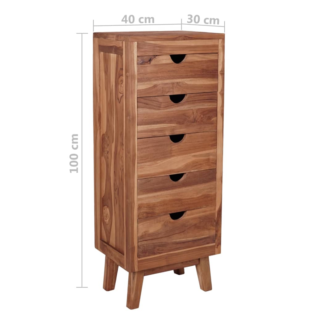 Buffet avec 5 tiroirs 40x30x100 cm Bois de teck massif