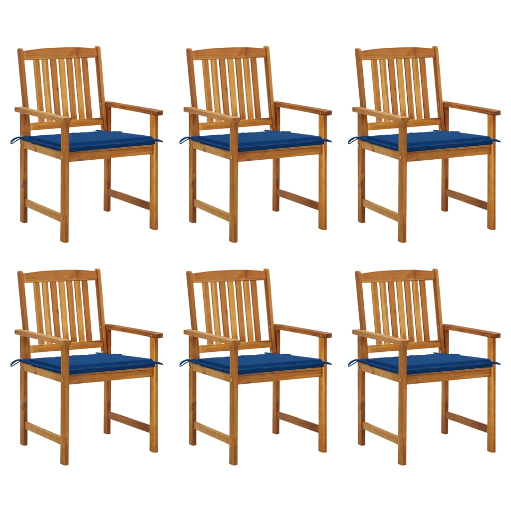 Chaises de jardin avec coussins lot de 6 Bois d'acacia massif