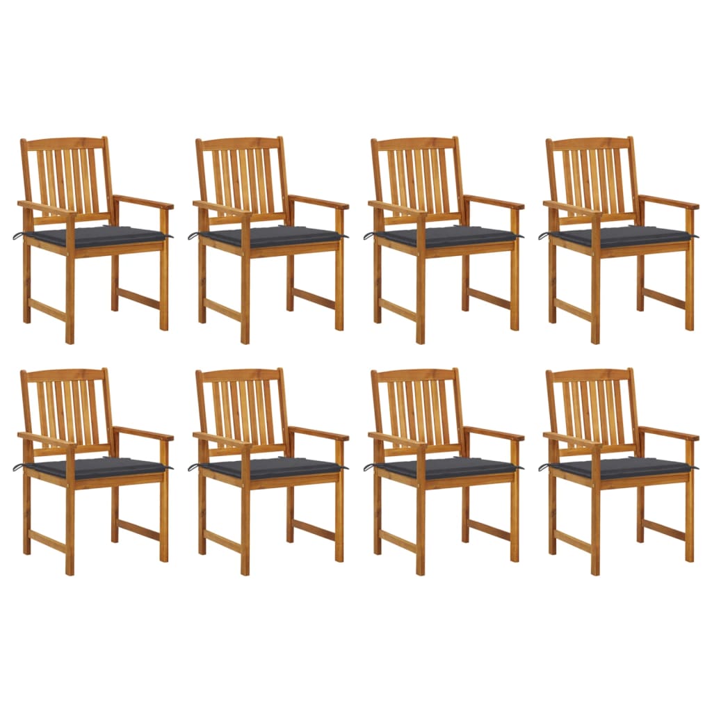 Chaises de jardin avec coussins lot de 8 Bois d'acacia solide