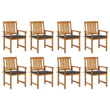 Chaises de jardin avec coussins lot de 8 Bois d'acacia solide